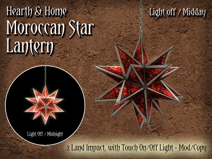 ~H&H~ Moroccan Star Lantern - Red