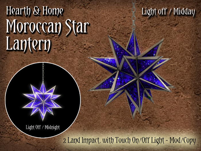 ~H&H~ Moroccan Star Lantern - Blue