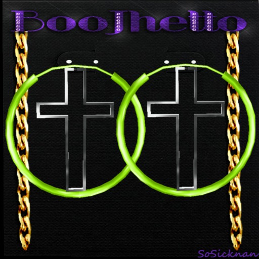 *PG* Big Cross Hoops earrings Silver green