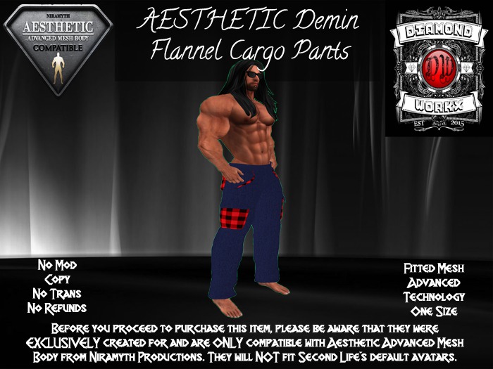 DW Cargo Pants - Demin & Flanel (Boxed) (NIRAMYTH) - AESTHETIC