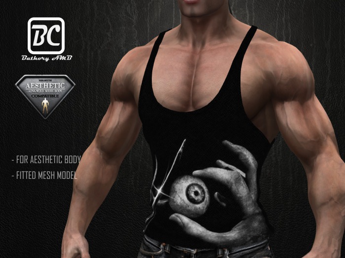 !!!Bathory AMB!!! Tank Top for Niramyth AESTHETIC Advanced Mesh Body - Fitted Mesh - Your Eye BW - DEMO