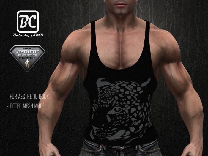 !!!Bathory AMB!!! Tank Top for Niramyth AESTHETIC Advanced Mesh Body - Fitted Mesh - T Black - DEMO
