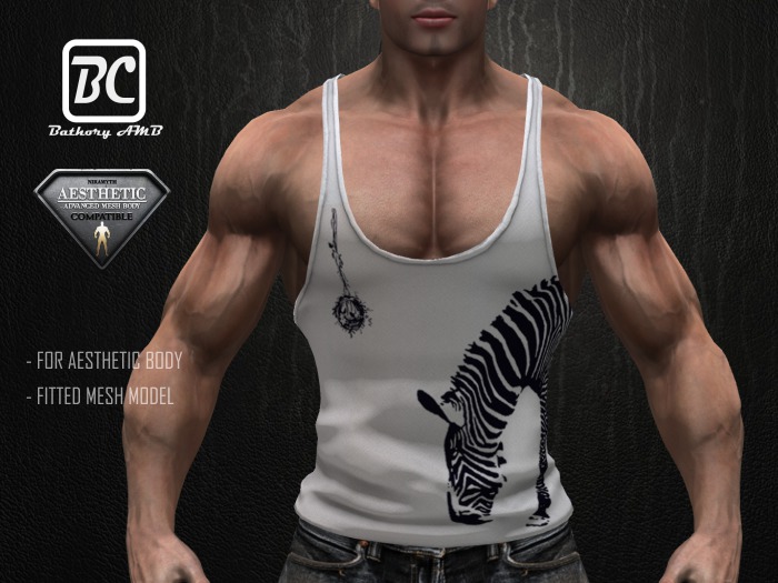 !!!Bathory AMB!!! Tank Top for Niramyth AESTHETIC Advanced Mesh Body - Fitted Mesh - Zebra - DEMO