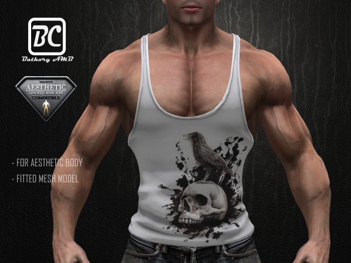 !!!Bathory AMB!!! Tank Top for Niramyth AESTHETIC Advanced Mesh Body - Fitted Mesh - Raven White