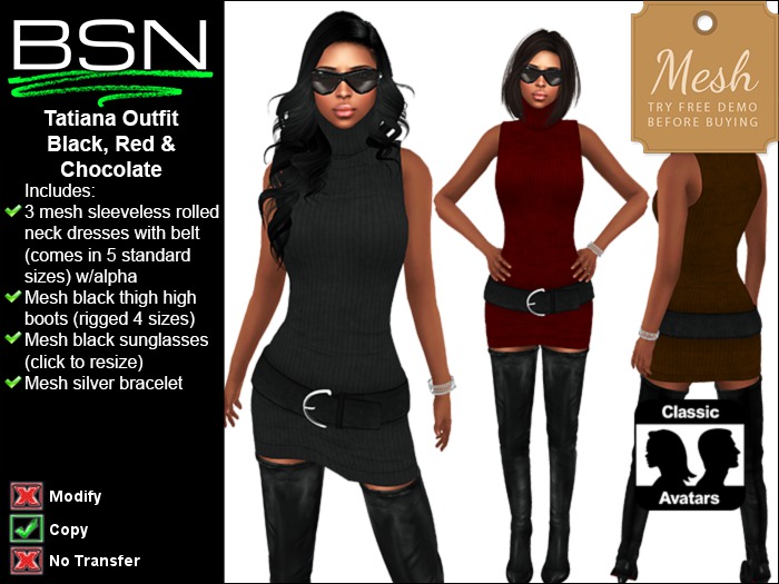 BSN Tatiana Outfit - Black, Red & Chocolate