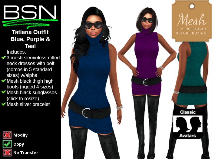 BSN Tatiana Outfit - Blue, Purple & Teal