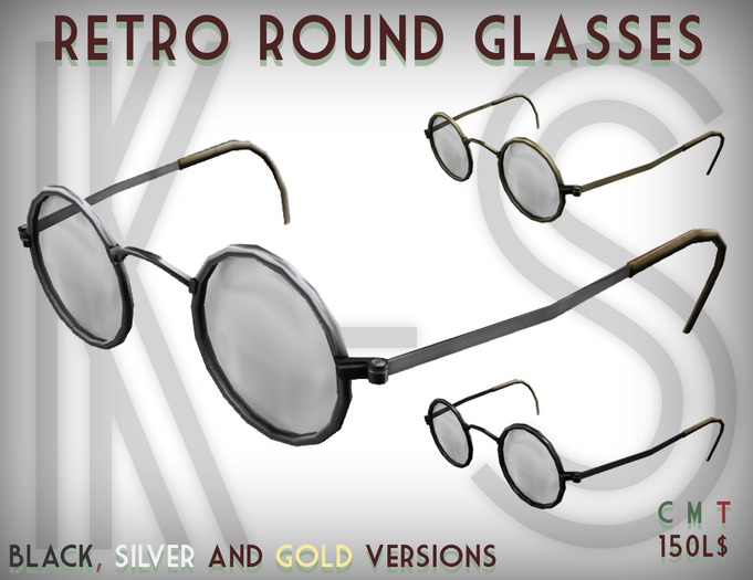 [K-S] Retro round glasses