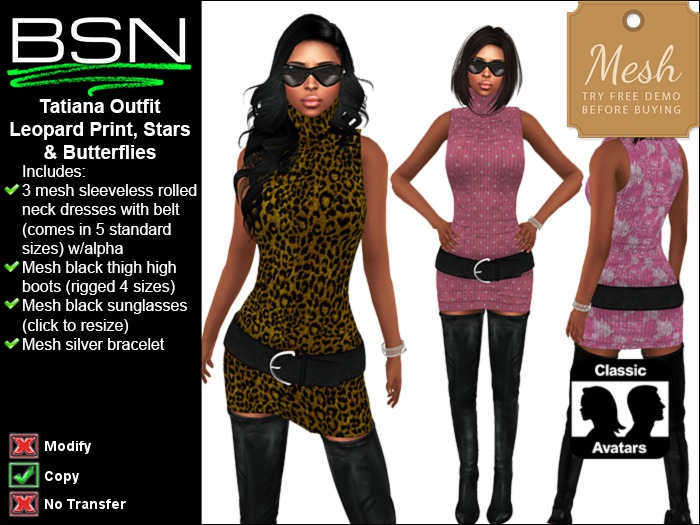 BSN Tatiana Outfit - Leopard Print, Stars & Butterflies