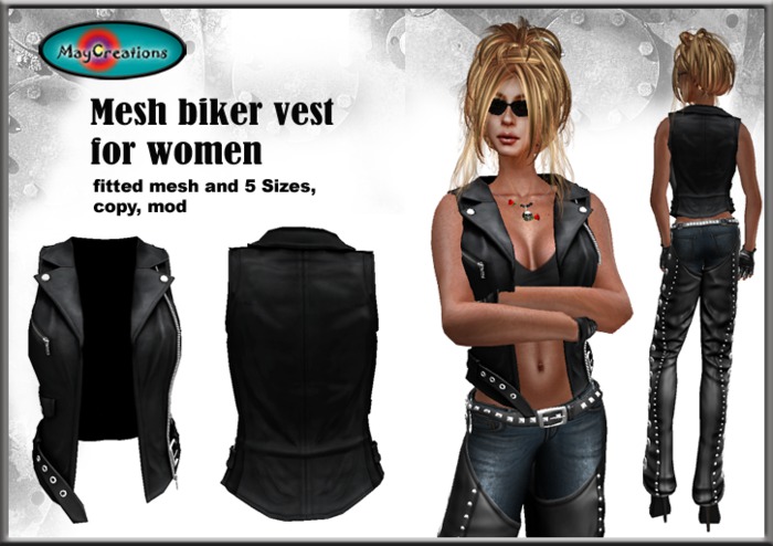 MayCreations mesh biker vest for women black 