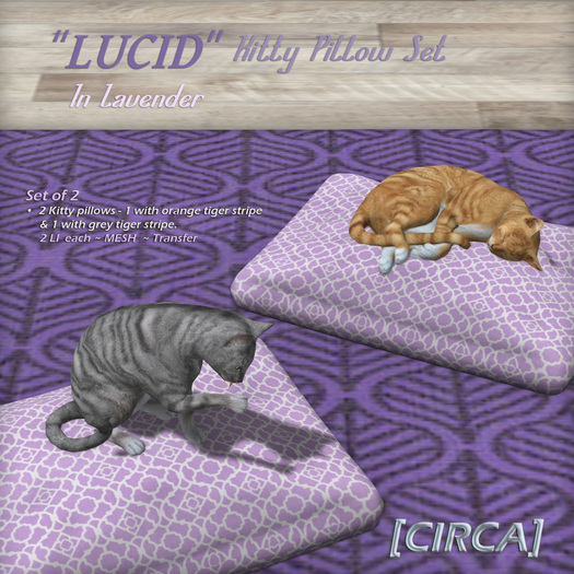 [CIRCA] - "Lucid" - Kitty Pillow Set - In Lavender 