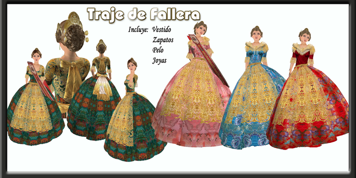 Traje de Fallera Rosa completo