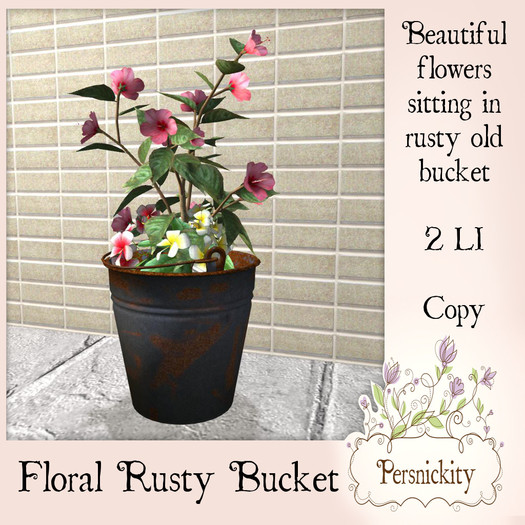 Floral Rusty Bucket