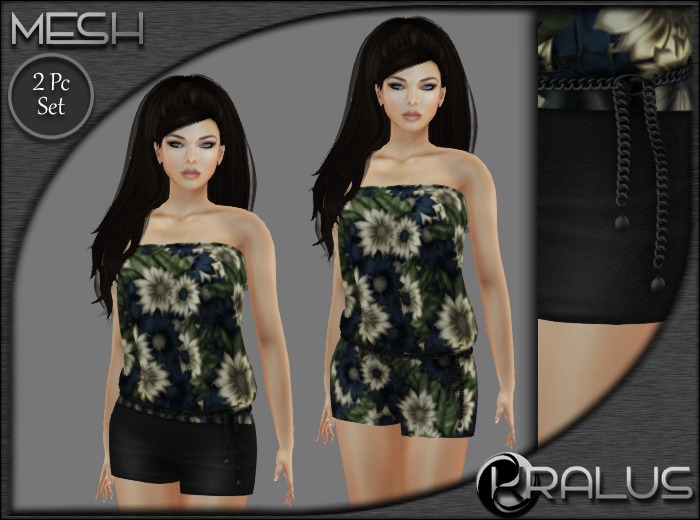 ::KRALUS:: Mesh : Romper : Blue Floral