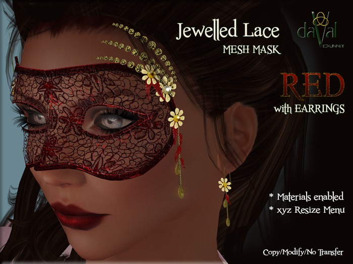 daVal Masks - Jewelled Lace - Gold DEMO (Add Me)