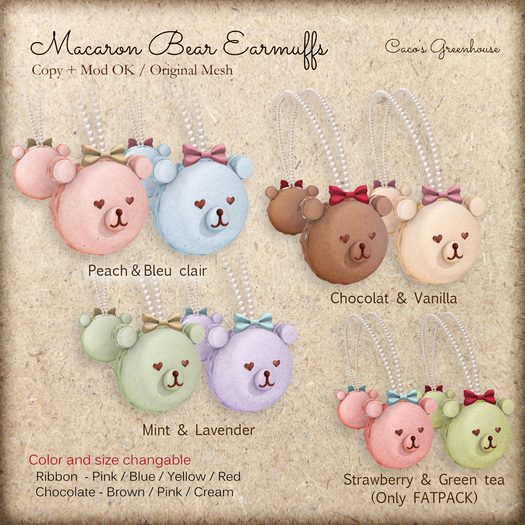 [CGH] Macaron Bear Earmuffs -Chocolat & Vanilla-