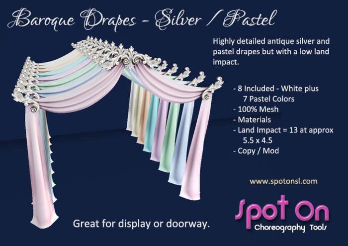 Baroque Drapes - Silver / Pastels