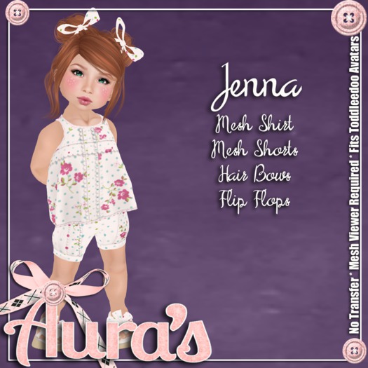 {Aura's} Jenna in {White} For Toddleedoo Avatars