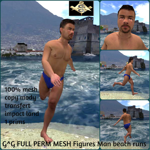 G^G FULL PERM MESH Figures Man beach runs