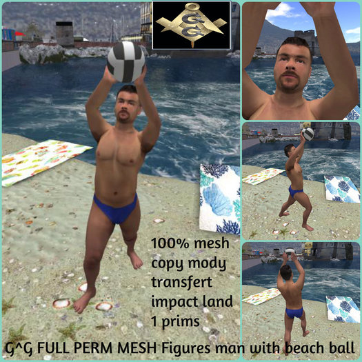 G^G FULL PERM MESH Figures man with beach ball