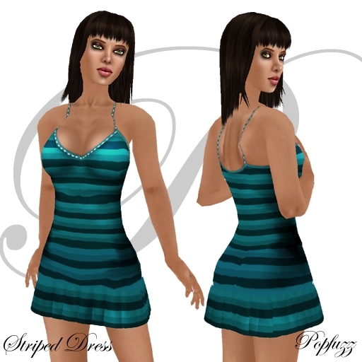 PopFuzz - Teal Striped Dress