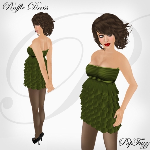 PopFuzz - Olive Ruffle Dress