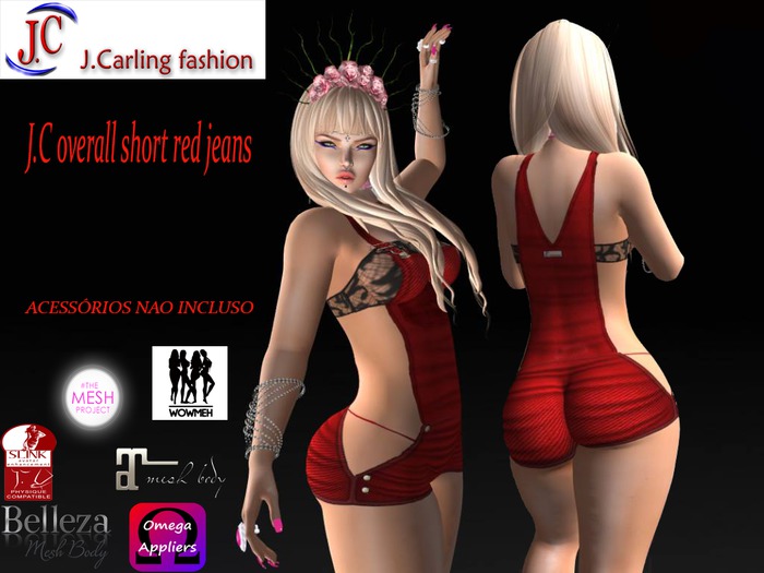 J.C overall short red jeans