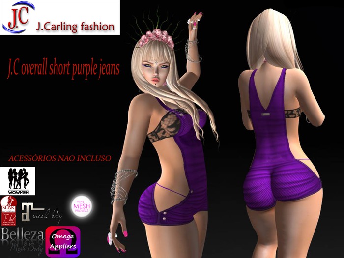 J.C overall short purple jeans