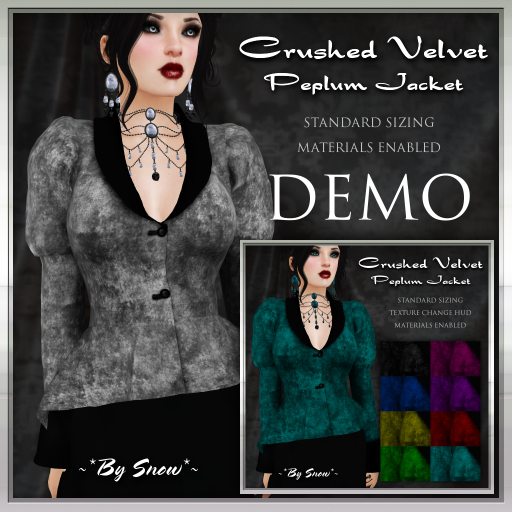 ~*By Snow*~ Crushed Velvet Peplum Jacket