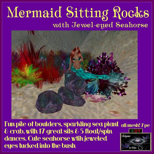 *EbE* Mermaid Sitting Rocks w/Seahorse (wear me)