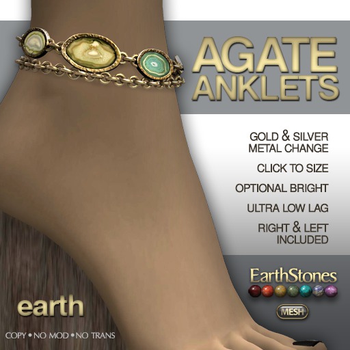 EarthStones Agate Anklets - Earth