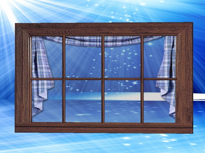 Cabin Window w/ Curtain - Royal Blue