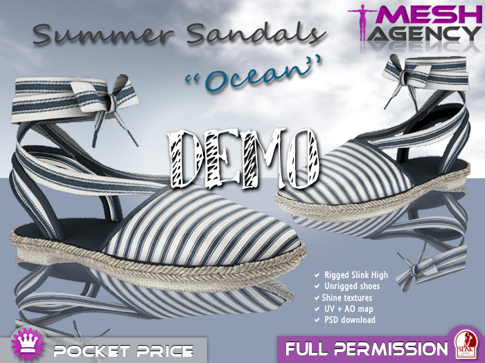Slink Flat Ribbon Rope Sandals "Ocean" DEMO - POCKET PRICE