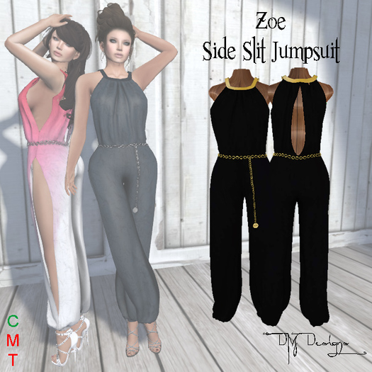 .::DM::. Zoe Side Slit Jumpsuit - BLACK