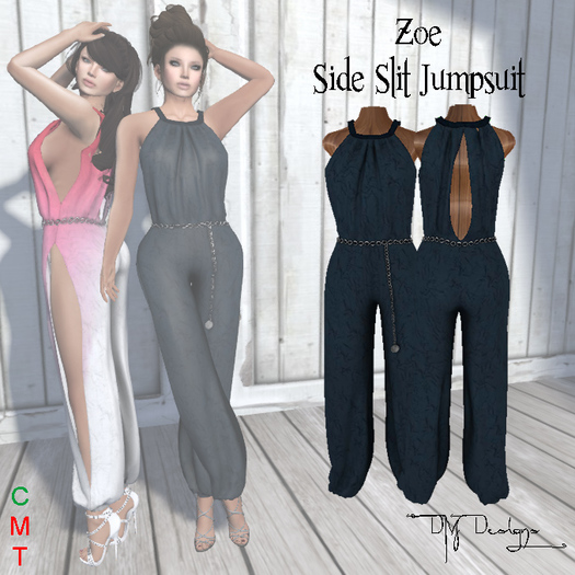 .::DM::. Zoe Side Slit Jumpsuit - BLACK
