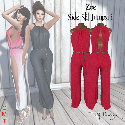 .::DM::. Zoe Side Slit Jumpsuit - BLACK