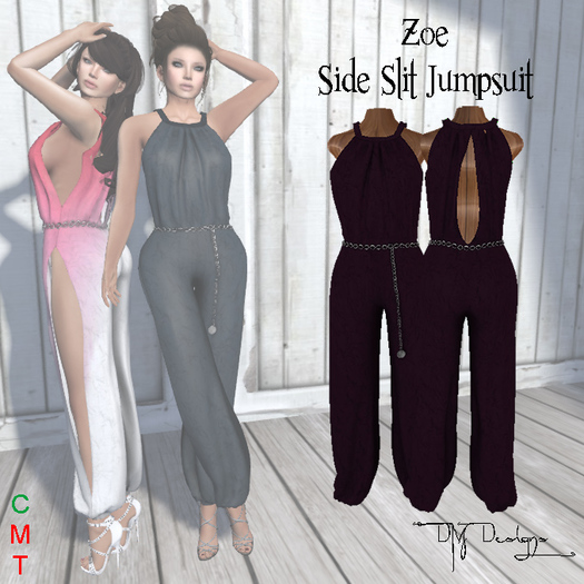 .::DM::. Zoe Side Slit Jumpsuit - BLACK