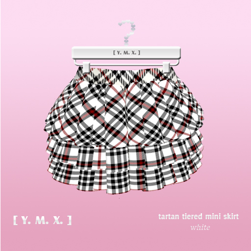 [Y.M.X.] tartan tiered mini skirt white