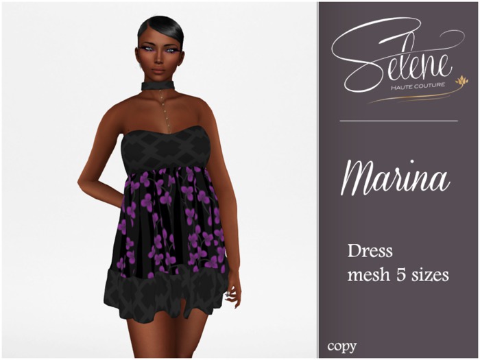 [Selene Creations] Marina noire fleurs violettes
