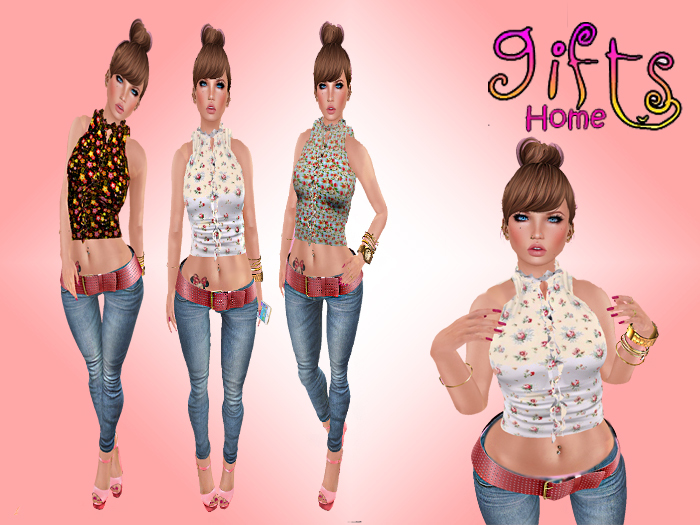 [GIFTS HOME] Blouse Rigged Mesh Three Flowers