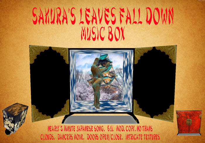 Eternity (Sakura's Leaves Fall Down)  music box BOXXED