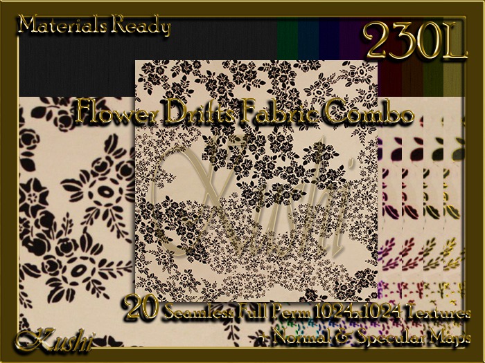 Flower Drifts Fabric Combo Seamless Textures Materials Ready Full Perms 1024x1024