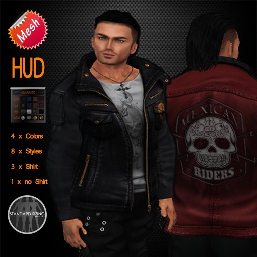 edeLsToRe mesh leather jacket " Rider " incl HUD + Alpha BOX