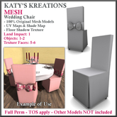 FULL PERM MESH Wedding Chair Set. Mesh Skirted Chair, Mesh Chair with Bow, Mesh Special Occasion Chair