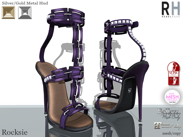 !Rebel Hope - Rocksie Mesh Heels Purple