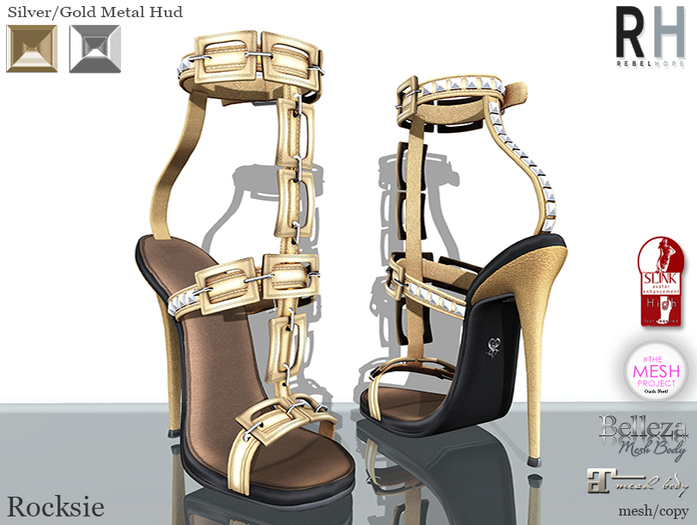 !Rebel Hope - Rocksie Mesh Heels Gold