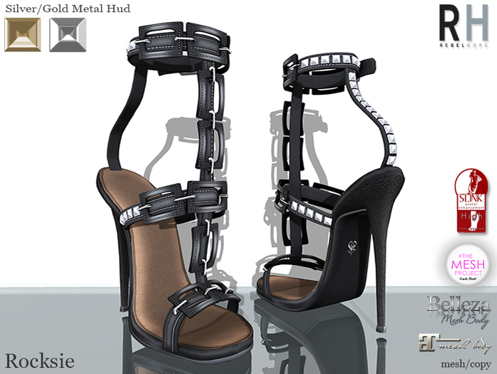 !Rebel Hope - Rocksie Mesh Heels Black