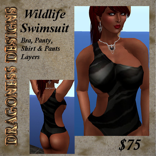 ! DD - Wildlife Swimsuit - Charcoal