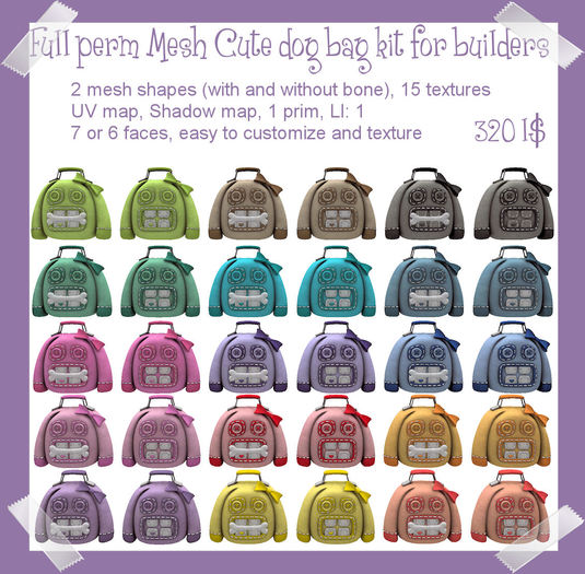 Second Life Marketplace Full Perm MESH Cute Dog Bag Kit For Builders second-life-marketplace-full-perm-mesh-cute-dog-bag-kit-for-builders