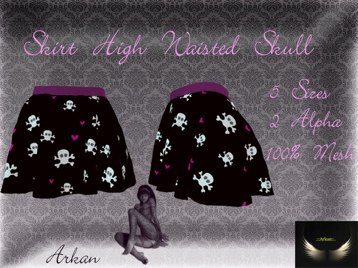 .::Arkan::. Skirt High Waisted  Skull