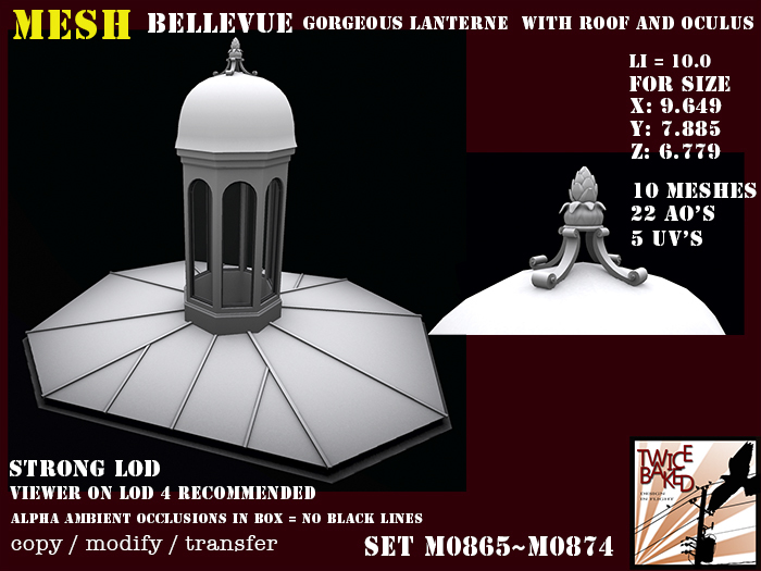 Gorgeous FP mesh "lanterne" with roof and oculus Li:10 M0865 M0874